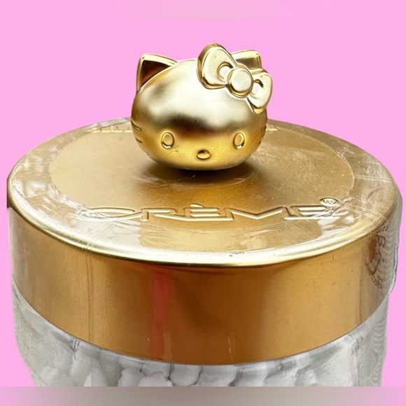 Hello Kitty Clearance Price is Firm! Cotton Swabs & Pads 2 Gold Lidded Jars - Picture 3 of 5